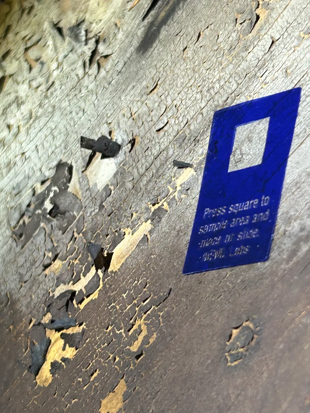 A lead swab test on peeling paint at an older home.